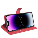 iPhone 15 Pro Cover Litchi Rød