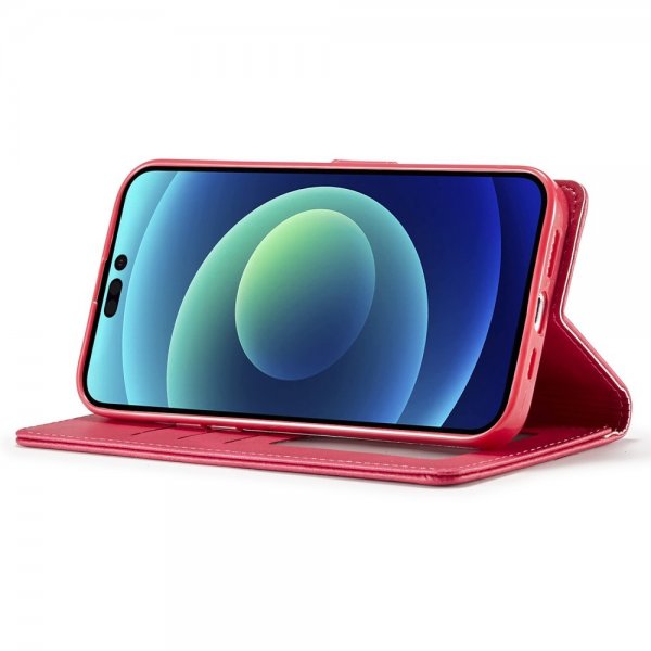 Lc.Imeeke iPhone 15 Pro Cover med Kortlomme Standerfunktion Magenta