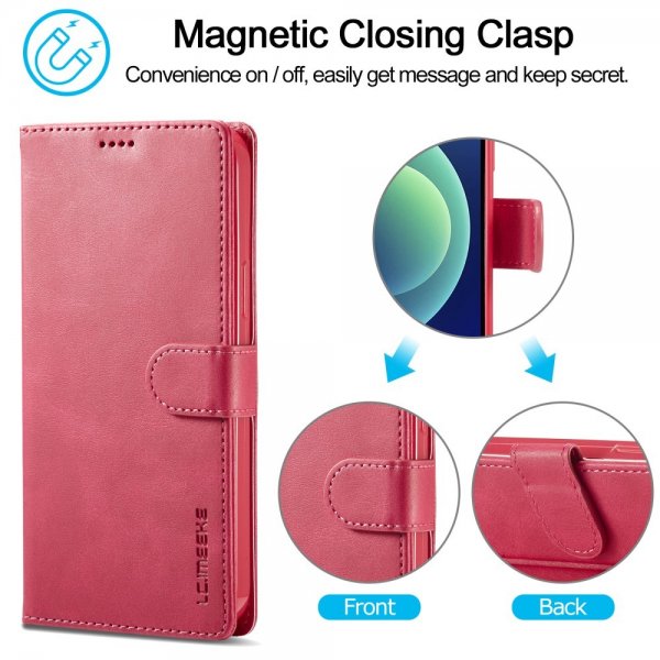 Lc.Imeeke iPhone 15 Pro Cover med Kortlomme Standerfunktion Magenta