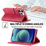 Lc.Imeeke iPhone 15 Pro Cover med Kortlomme Standerfunktion Magenta