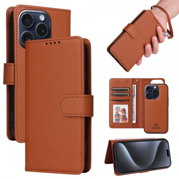 Betopnice iPhone 15 Pro Cover med Aftageligt Cover 005 Brun