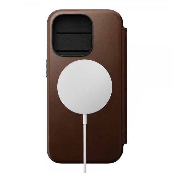 Nomad iPhone 15 Pro Cover Modern Leather Folio Brun