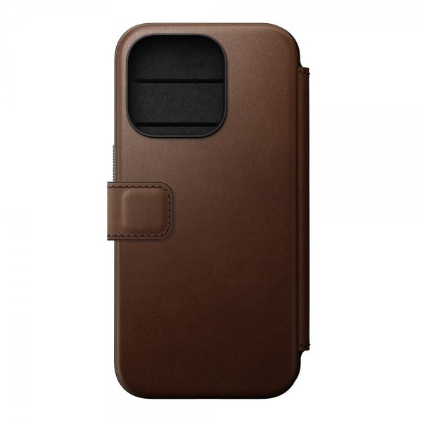 Nomad iPhone 15 Pro Cover Modern Leather Folio Brun