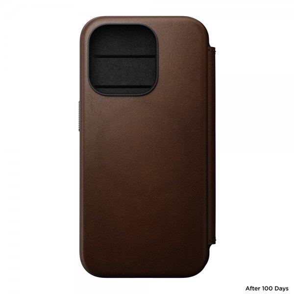 Nomad iPhone 15 Pro Cover Modern Leather Folio Brun
