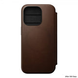 Nomad iPhone 15 Pro Cover Modern Leather Folio Brun