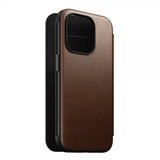 Nomad iPhone 15 Pro Cover Modern Leather Folio Brun