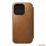 Nomad iPhone 15 Pro Cover Modern Leather Folio English Tan