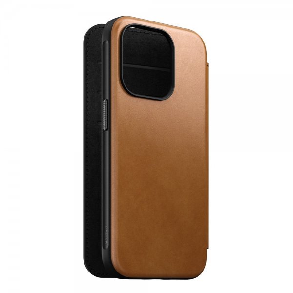 Nomad iPhone 15 Pro Cover Modern Leather Folio English Tan
