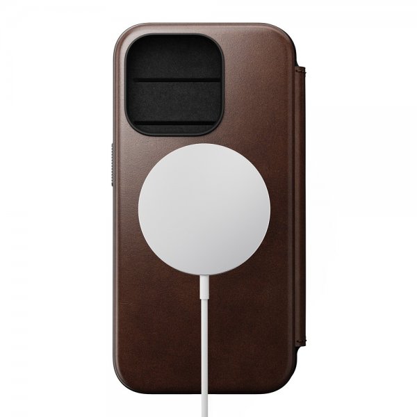 Nomad iPhone 15 Pro Cover Modern Læder Folio Horween Rustic Brown