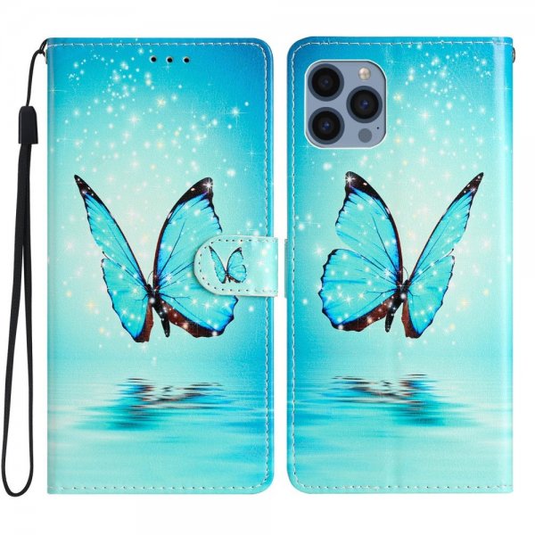 iPhone 15 Pro Cover Motiv Blå Sommerfugl