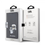 Karl Lagerfeld iPhone 15 Pro Cover NFT Karl & Choupette Patch Saffiano Sort