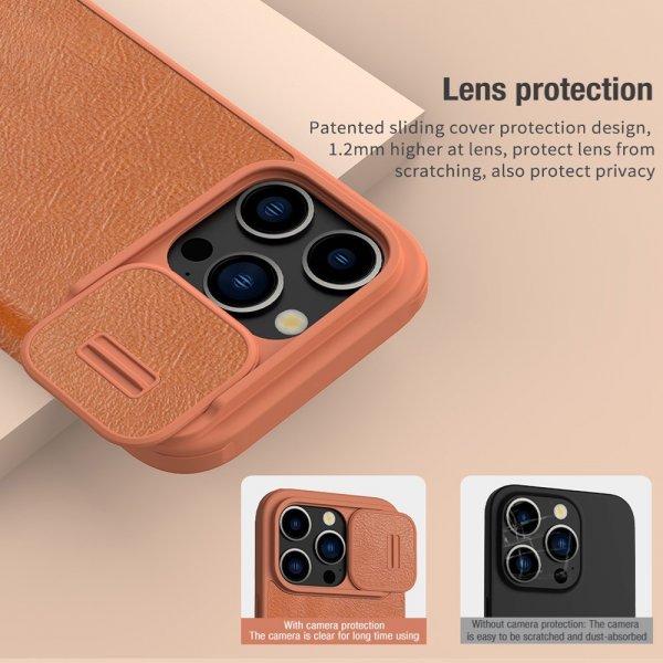 Nillkin iPhone 15 Pro Cover Qin Pro Series Rød