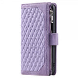 iPhone 15 Pro Cover Diamantmønster Lynlås Lilla