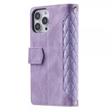 iPhone 15 Pro Cover Diamantmønster Lynlås Lilla