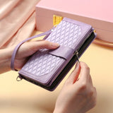 iPhone 15 Pro Cover Diamantmønster Lynlås Lilla