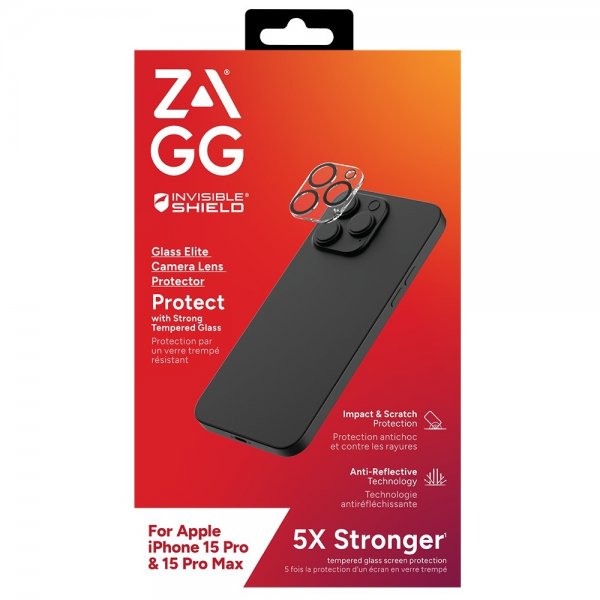 ZAGG InvisibleShield iPhone 15 Pro/iPhone 15 Pro Max Kamerabeskyttelse Glass Elite Camera Protector