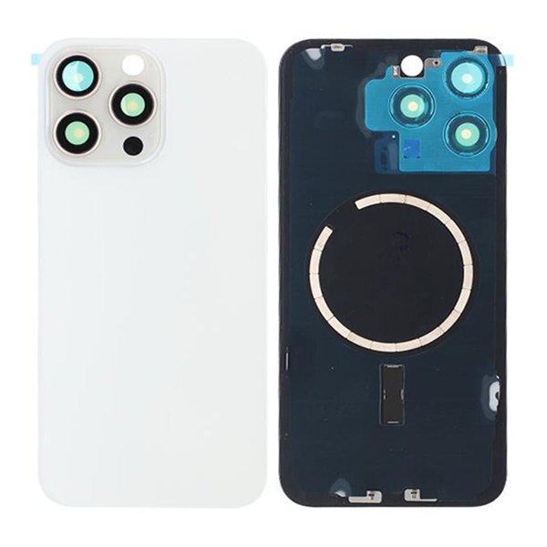 iPhone 15 Pro Max Bagside Glas med Magsafe Magnet - Hvid