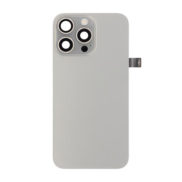 iPhone 15 Pro Max Bagside Glas Komplet OEM - Naturlig Titanium