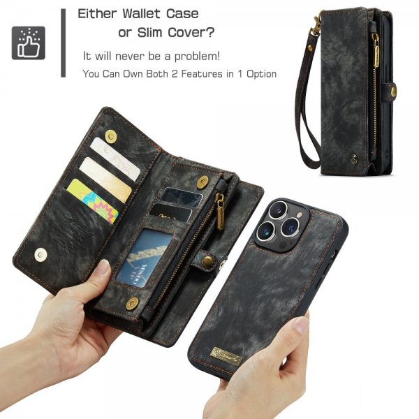 CaseMe iPhone 15 Pro Max Etui 008 Series Aftagelig Skal Sort