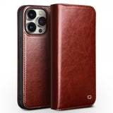 Qialino iPhone 15 Pro Max Etui Ægte Læder Brun
