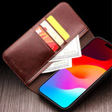Qialino iPhone 15 Pro Max Etui Ægte Læder Brun