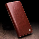 Qialino iPhone 15 Pro Max Etui Ægte Læder Brun