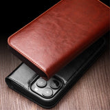 Qialino iPhone 15 Pro Max Etui Ægte Læder Brun