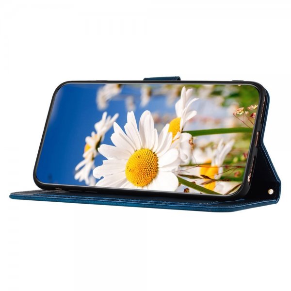 iPhone 15 Pro Max Cover Blomstermønster Mørkeblå
