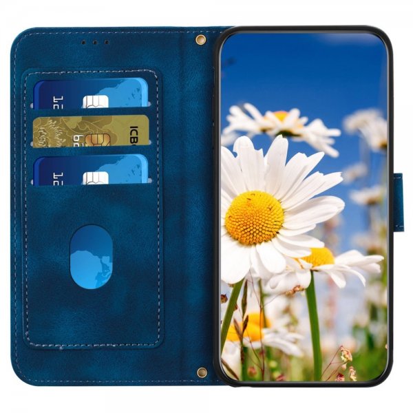 iPhone 15 Pro Max Cover Blomstermønster Mørkeblå