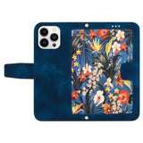 iPhone 15 Pro Max Cover Blomstermønster Mørkeblå