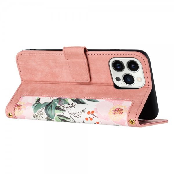 iPhone 15 Pro Max Cover Blomstermønster Rosa