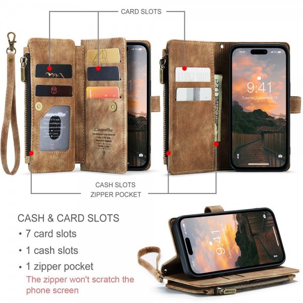 CaseMe iPhone 15 Pro Max Etui C30 Series Brun