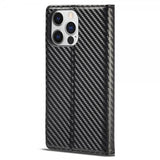Lc.Imeeke iPhone 15 Pro Max Cover Kulstoffiberstruktur Rød Stribe Vertikal Sort