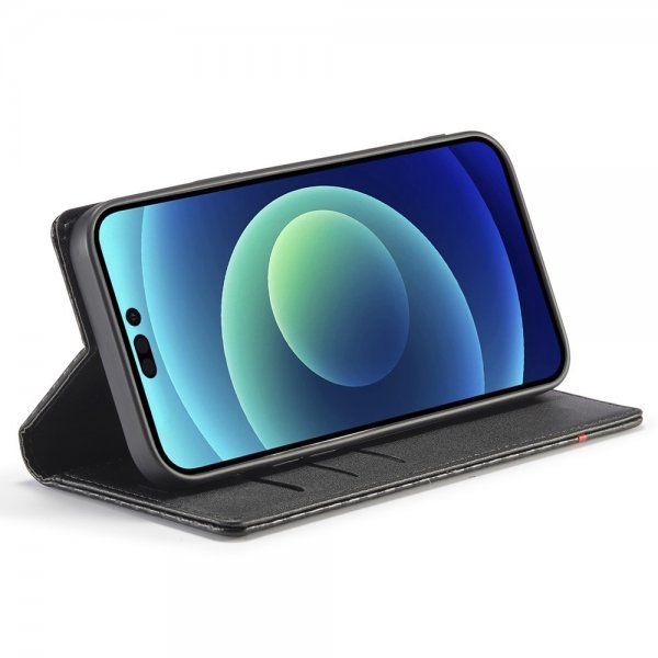 Lc.Imeeke iPhone 15 Pro Max Cover Kulstoffiberstruktur Rød Stribe Vertikal Sort