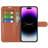 iPhone 15 Pro Max Cover Litchi Brun