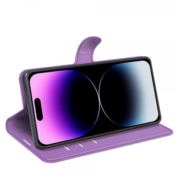 iPhone 15 Pro Max Cover Litchi Lilla