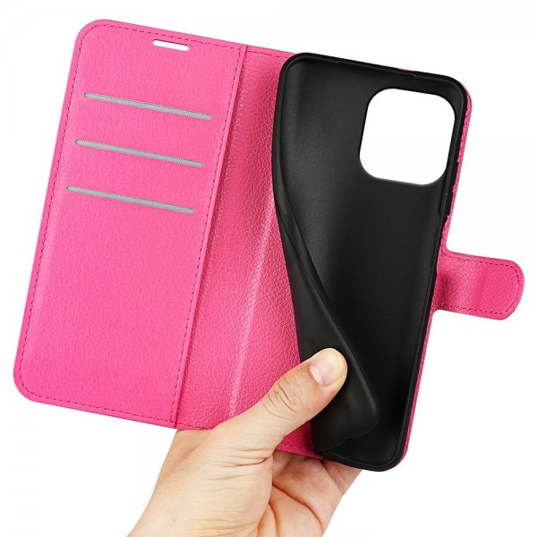 iPhone 15 Pro Max Cover Litchi Magenta
