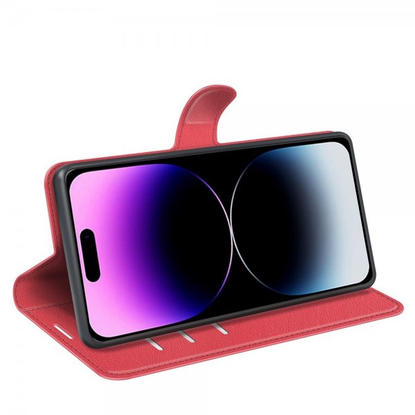 iPhone 15 Pro Max Cover Litchi Rød