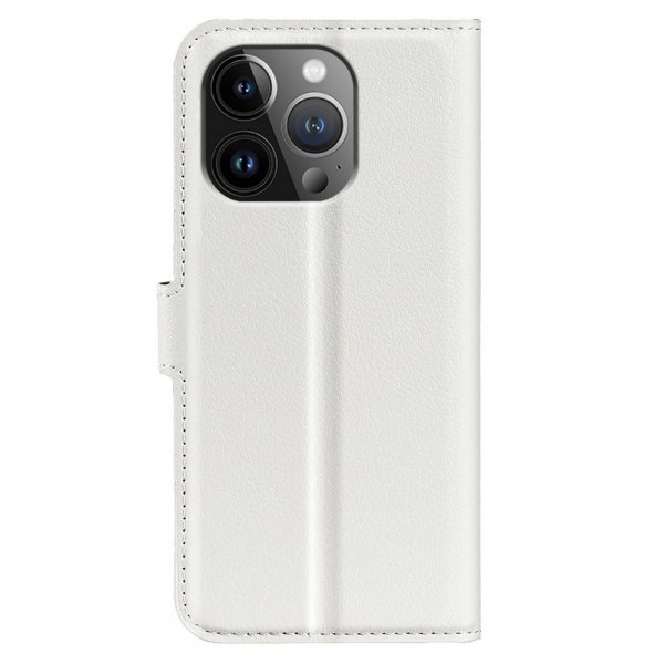 iPhone 15 Pro Max Etui Litchi Hvid