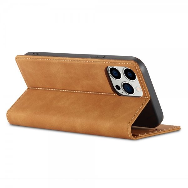 Lc.Imeeke iPhone 15 Pro Max Etui med Kortlomme Flip Brun