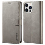 Lc.Imeeke iPhone 15 Pro Max Cover med Kortlomme Kickstand-funktion Grå