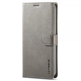 Lc.Imeeke iPhone 15 Pro Max Cover med Kortlomme Kickstand-funktion Grå