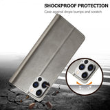 Lc.Imeeke iPhone 15 Pro Max Cover med Kortlomme Kickstand-funktion Grå