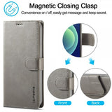 Lc.Imeeke iPhone 15 Pro Max Cover med Kortlomme Kickstand-funktion Grå