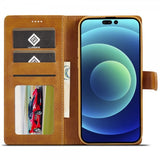 Lc.Imeeke iPhone 15 Pro Max Cover med Kortlomme Standerfunktion Lysebrun