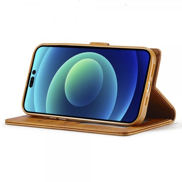 Lc.Imeeke iPhone 15 Pro Max Cover med Kortlomme Standerfunktion Lysebrun