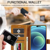 Lc.Imeeke iPhone 15 Pro Max Cover med Kortlomme Standerfunktion Lysebrun