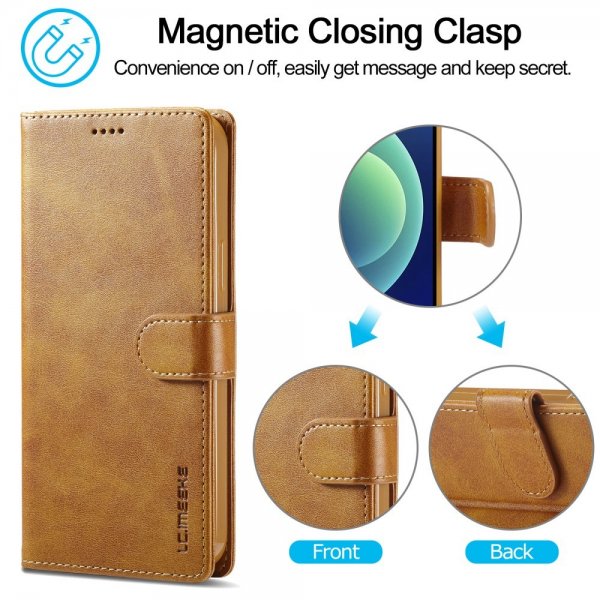 Lc.Imeeke iPhone 15 Pro Max Cover med Kortlomme Standerfunktion Lysebrun