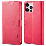 Lc.Imeeke iPhone 15 Pro Max Cover med Kortlomme Standerfunktion Magenta