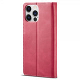 Lc.Imeeke iPhone 15 Pro Max Cover med Kortlomme Standerfunktion Magenta